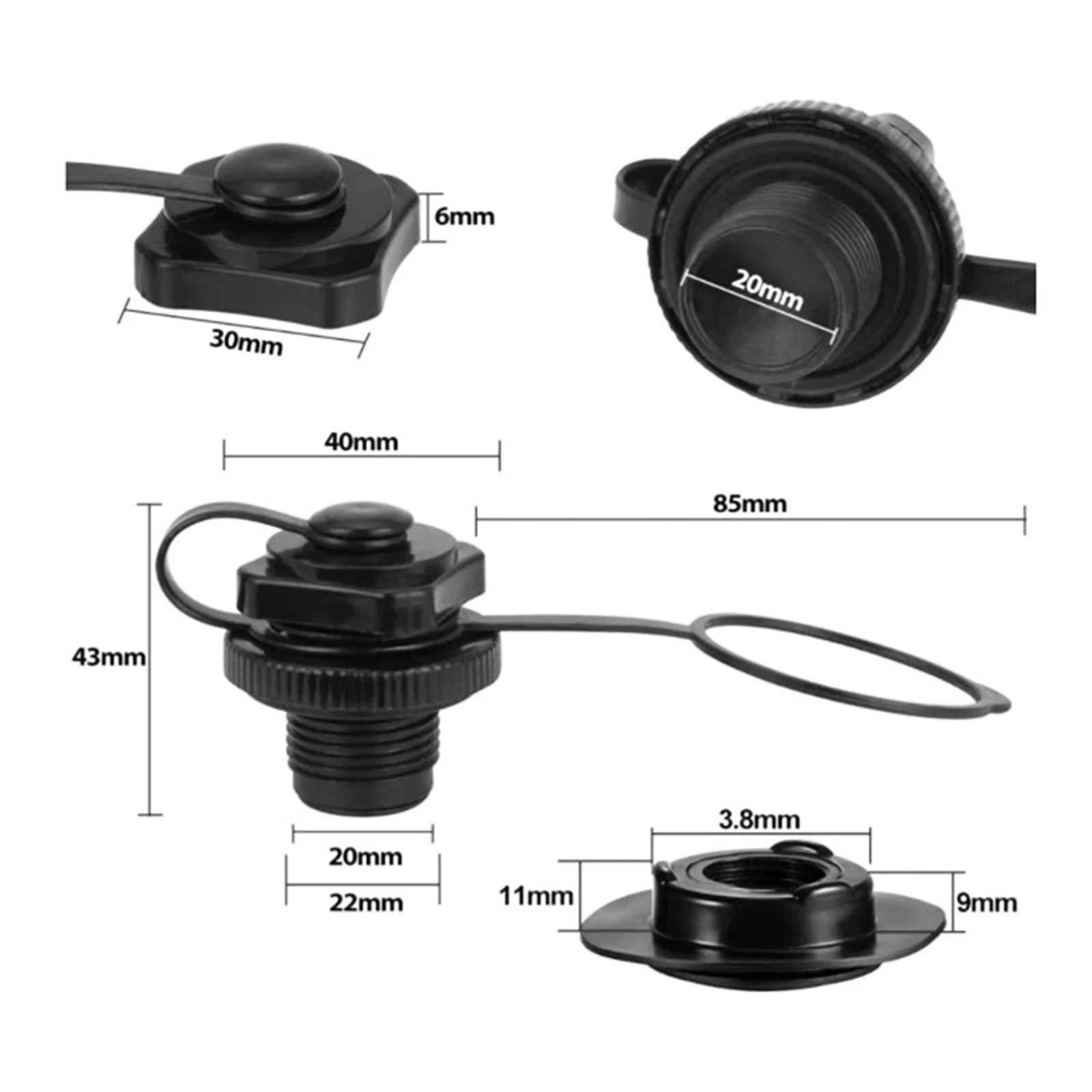 Inflatable Boat Air Valve Cap Accessories Air Plugs 2Pcs ABS & Rubber Airbed Black High Dense Replacement Screw
Inflatable Boat Air Valve Cap Accessories Air Plugs 2Pcs ABS & Rubber Airbed Black High Dense Replacement Screw
