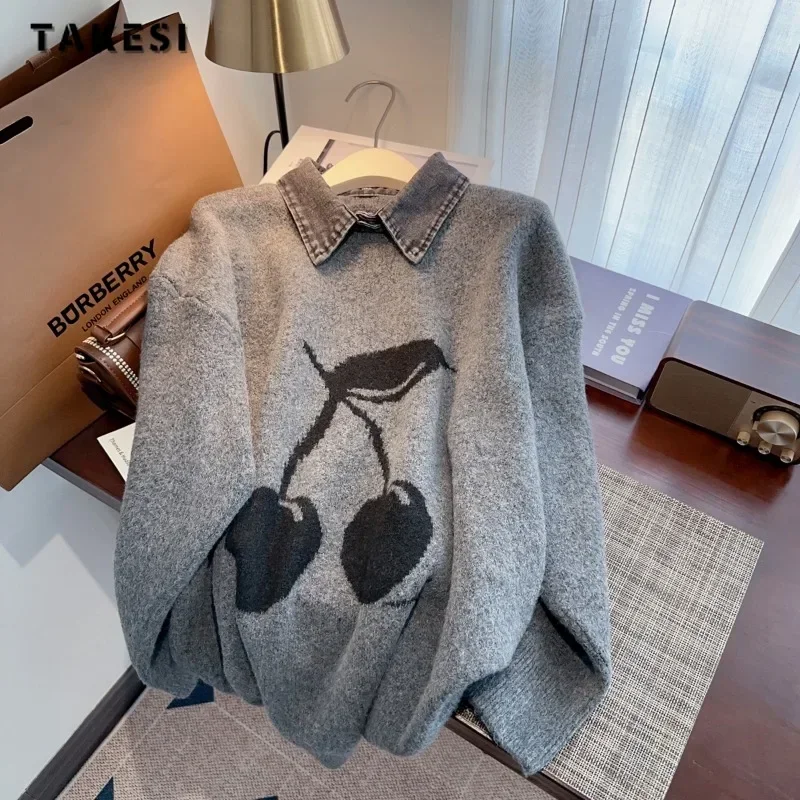 Women's Vintage Knitting Fake Two Piece Long Sleeve Casual Pullovers 2023 Winter Fashion Printting Ladies Loose Female Sweater
Women's Vintage Knitting Fake Two Piece Long Sleeve Casual Pullovers 2023 Winter Fashion Printting Ladies Loose Female Sweater
