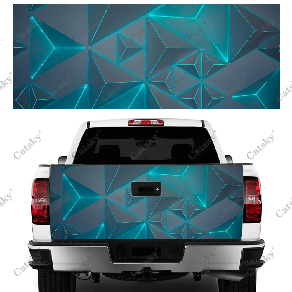 

Абстрактные синие геометрические фигуры, наклейка на заднюю часть автомобиля, Модифицированная фотография, картина подходит для внедорожника, грузовика, наклейка