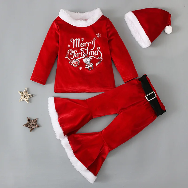 Christmas Set for Children Santa Claus Cosplay Clothes Velvet Top+Flared Pant+Hat 3PC Set Christmas Red Set for Kids
Christmas Set for Children Santa Claus Cosplay Clothes Velvet Top+Flared Pant+Hat 3PC Set Christmas Red Set for Kids