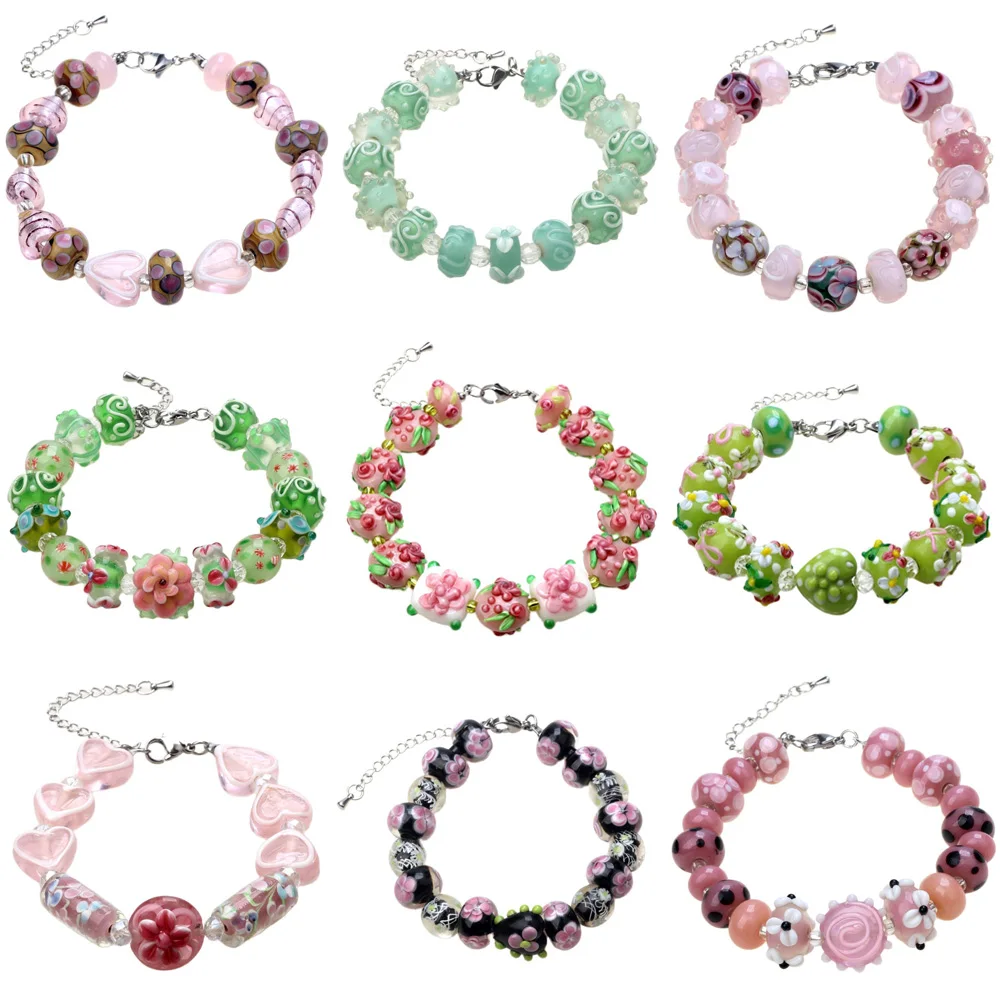 Only Sell 1set!! No Duplicates!! Pink+Green Spring!!! Pure Handmade Retro Lampwork Glass Beads For Crafts Charm Bracelets!
Only Sell 1set!! No Duplicates!! Pink+Green Spring!!! Pure Handmade Retro Lampwork Glass Beads For Crafts Charm Bracelets!