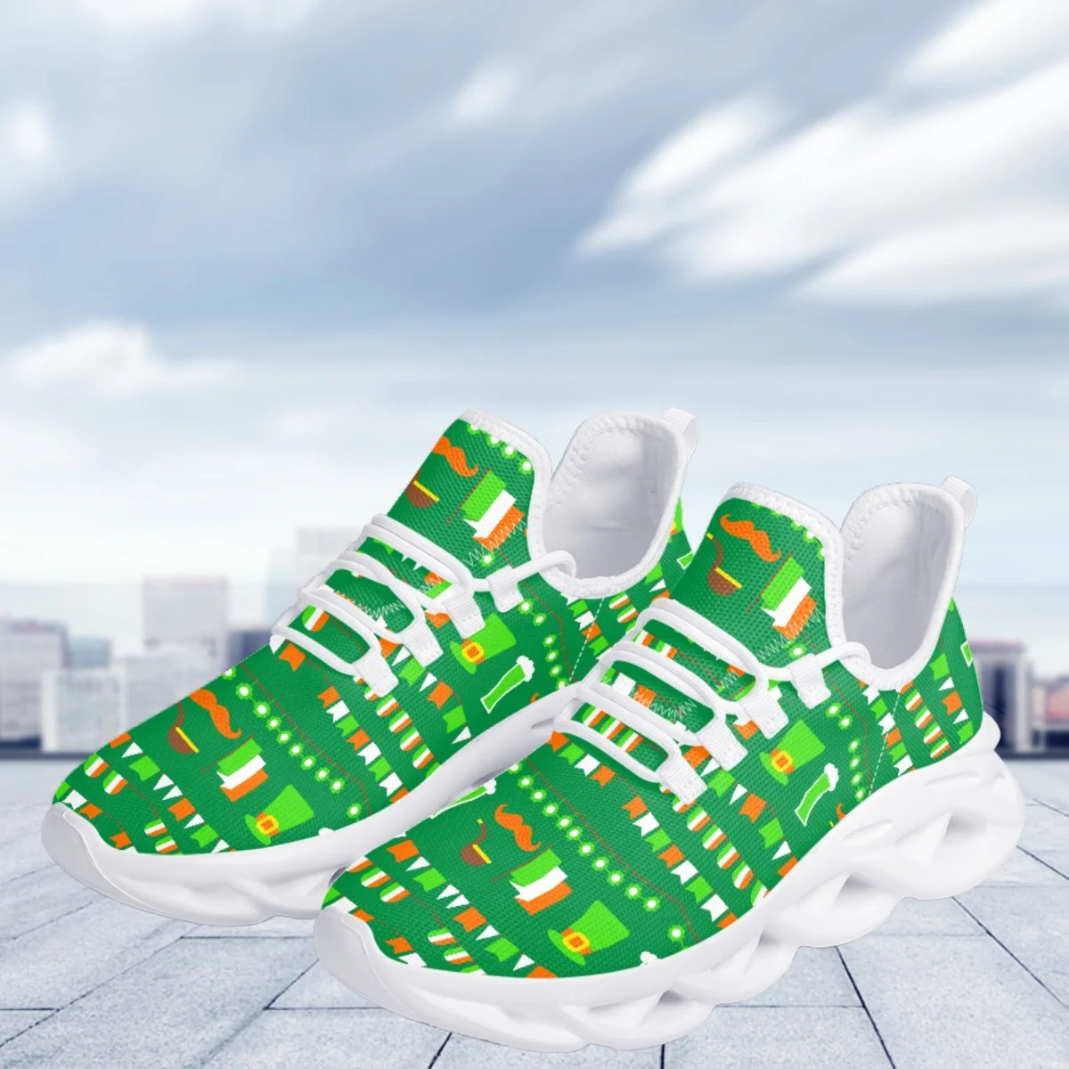 

Irish Flag Print Breathable Basketball Shoes Comfortable Lightweight Sneakers New St. Patrick Element Design Casual Flats Shoes