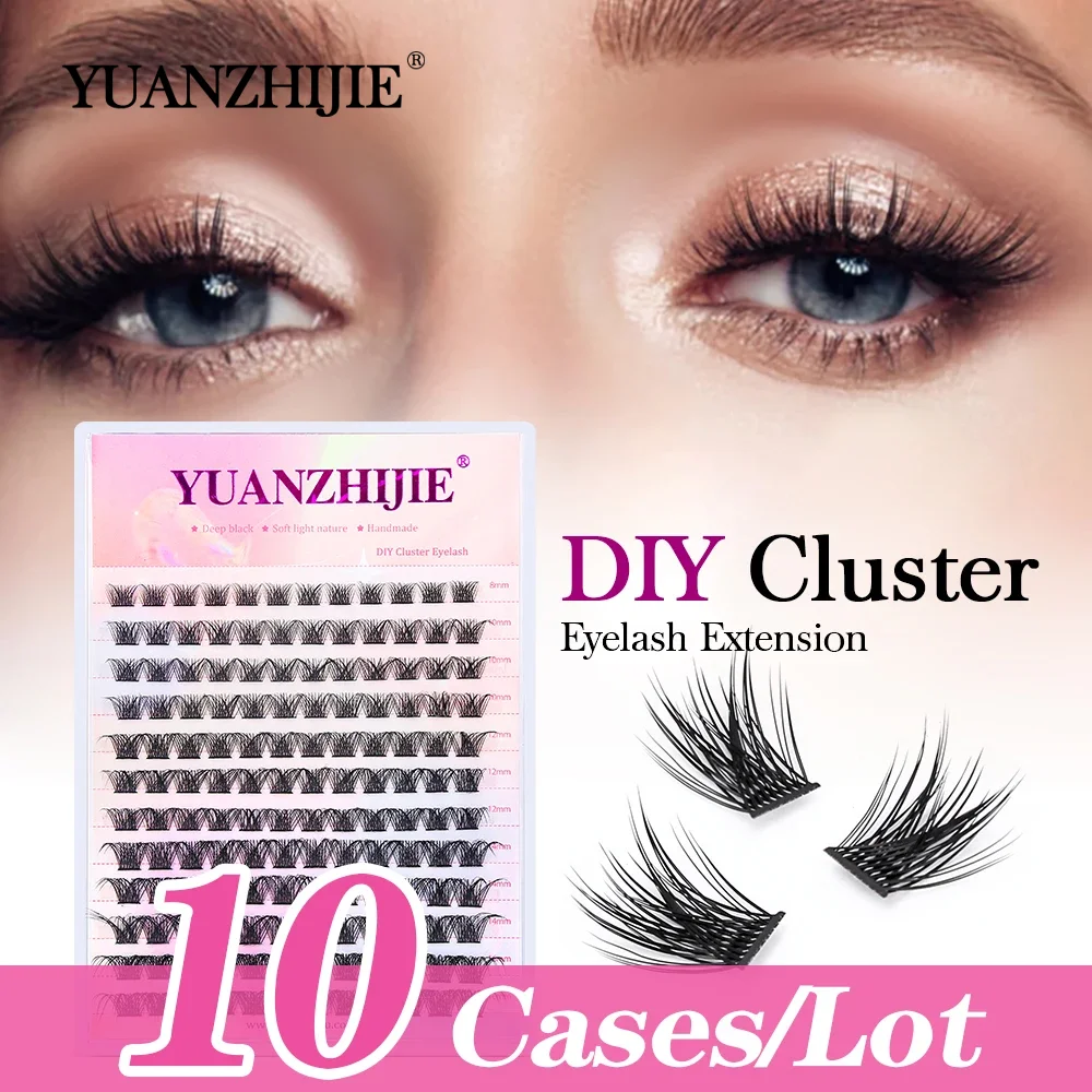 

10cases/lot Mixed Length C/D Curl YUANZHIJIE DIY Clusters Eyelash Extension Segmented lashes Natural Soft False Eyelashes Makeup