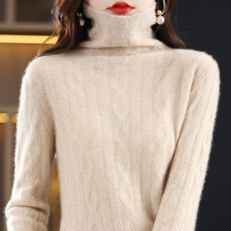 100% wool women's turtleneck pullover slim bottoming autumn and winter new sweater solid color long sleeve top.
100% wool women's turtleneck pullover slim bottoming autumn and winter new sweater solid color long sleeve top.