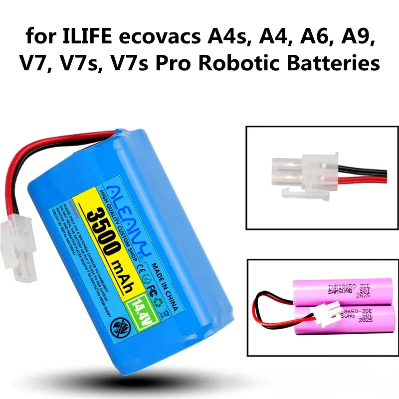 

18650 14.8V 3500mAh Robot Vacuum Cleaner Li-ion Rechargeable Battery for ILIFE 14.4v ecovacs A4s, A4, A6, A9, V7, V7s, V7s Pro