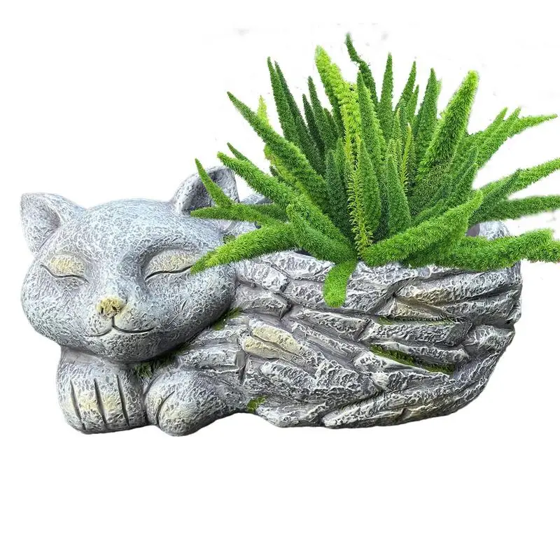 

Cat Succulent Planter Colorful Unique Sleeping Cat Resin Succulent Pots for Indoor and Outdoor Plant Displays Cute Planter