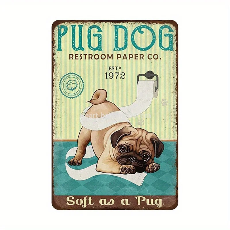 

Metal Tin Sign Wall Decor Wall Art Decor Pug Dog Metal Sign, For Kitchen Cafe Bar Restaurant Supermarket Shop Best Gifts Idea