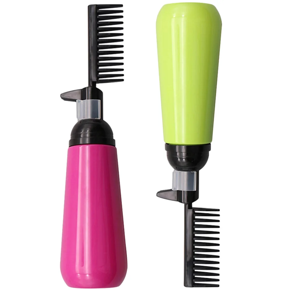 

2 Pcs Hair Color Comb Bottle Dye Dyeing Brush Bottles Barber Root Combs Hairdressing Tool Plastic Coloring with