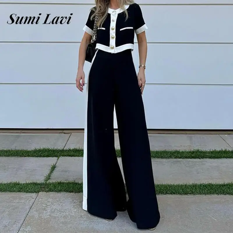 Женский Повседневный костюм из топа с круглым вырезом и длинных брюк
Женский Повседневный костюм из топа с круглым вырезом и длинных брюк