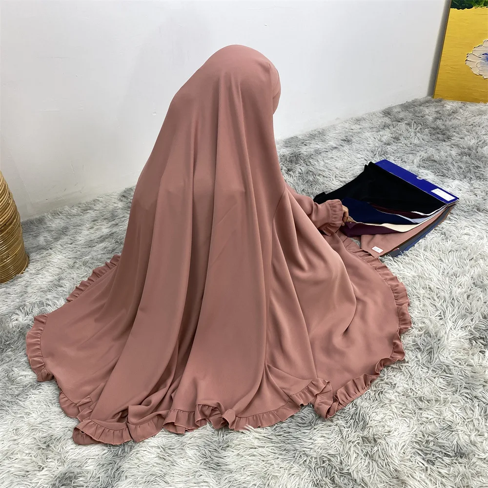 

2024 высокое качество Nida оборки хиджаб мусульманский женский молитвенный хиджаб шарф ИД Рамадан мусульманская одежда Niqab Abaya платье кимоно Халат