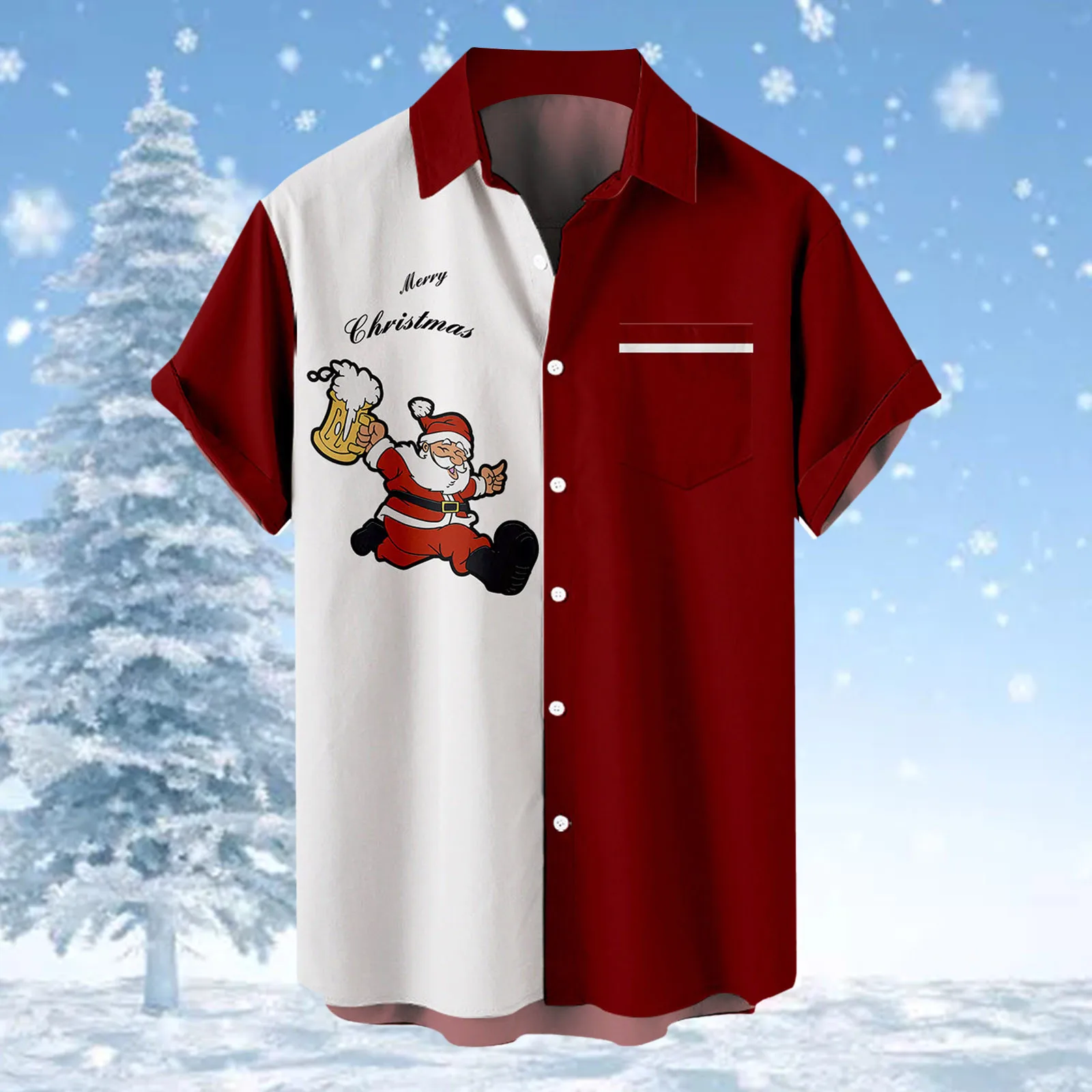 

Mens Christmas Santa Claus Shirt New Year Short Sleeve Party Blouses Santa Claus Print Camisas Blusas Ugly Funny T Shirt Male