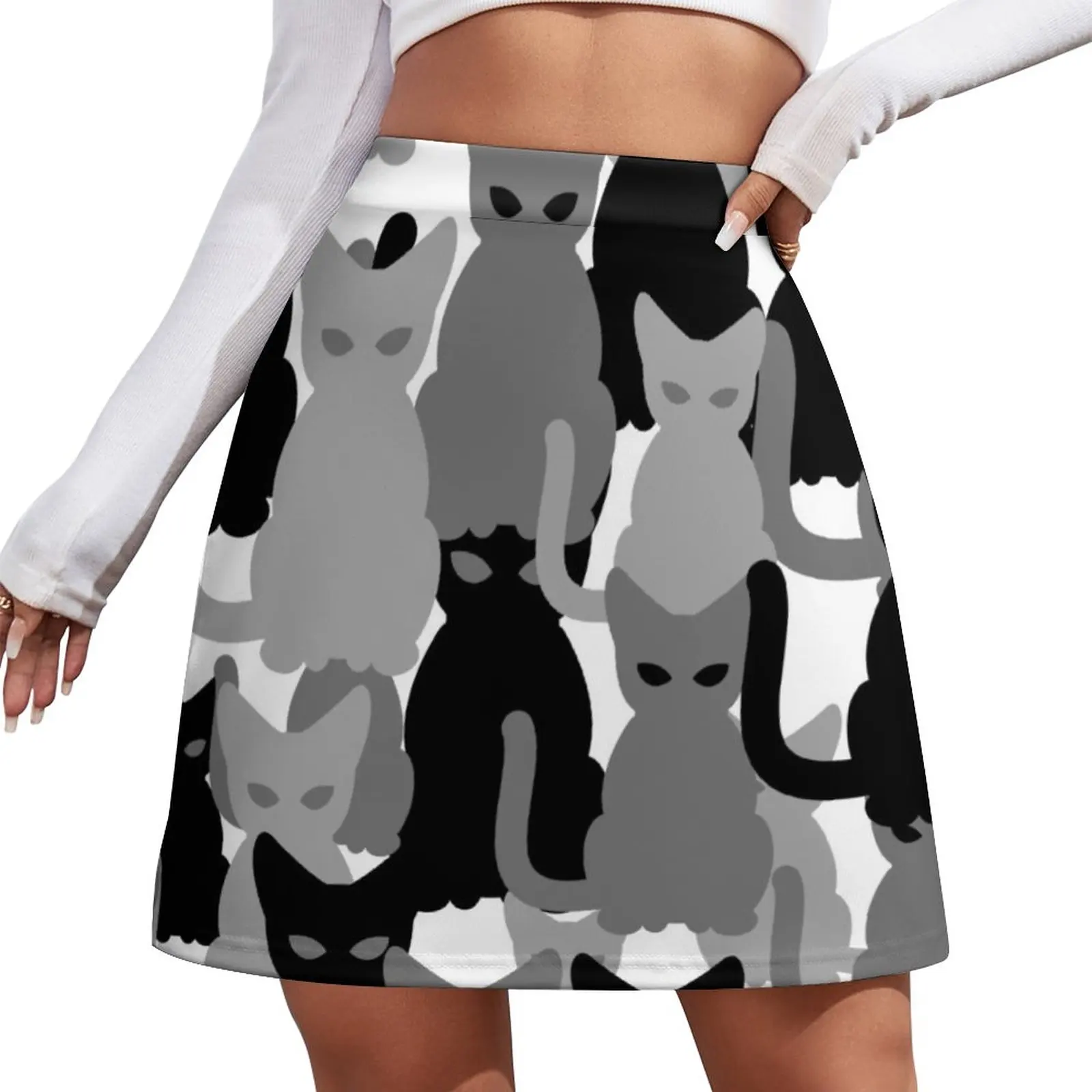 Grey and Black Cat Camo Design on White Background. Mini Skirt kpop Women's summer skirt
Grey and Black Cat Camo Design on White Background. Mini Skirt kpop Women's summer skirt