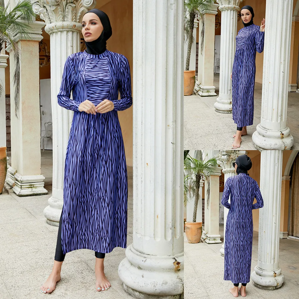Islamic Muslim Women Swimsuits Swimwear 3 Pieces Set Full Cover Modest Stripes Printed Long Tops Pants Cap Suits Swim Surfing
Islamic Muslim Women Swimsuits Swimwear 3 Pieces Set Full Cover Modest Stripes Printed Long Tops Pants Cap Suits Swim Surfing