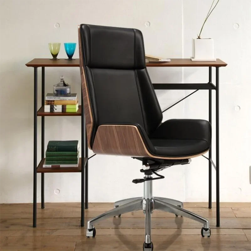 

High-Back Bentwood Swivel Office Computer Chair Micro ergonomic Leather Office Conference Task Leather Armchair Furniture Home
