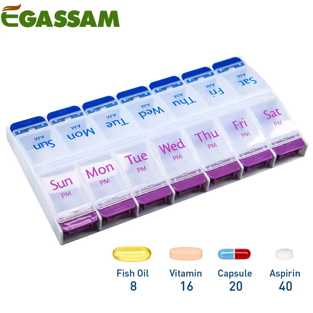 Am Pm Pill Organizer 7 Day, 2 Times a Day Large Weekly Pill Box, Push Button Daily Pill Case for Vitamin, Fish Oil, Supplements
Am Pm Pill Organizer 7 Day, 2 Times a Day Large Weekly Pill Box, Push Button Daily Pill Case for Vitamin, Fish Oil, Supplements