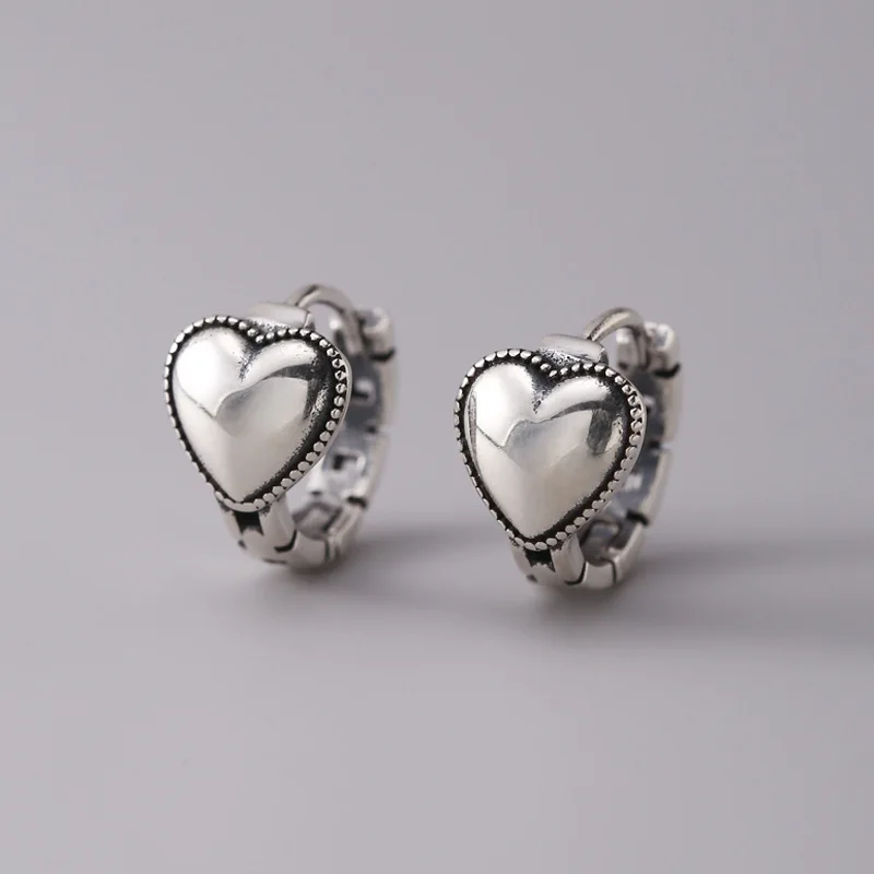 

925 Sterling Silver Heart Ring Earrings For Women Wedding Luxury Piercing Jewelry Friends Gift Cheap Things With Free Shipping