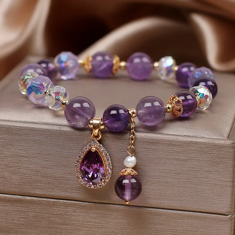 Natural Amethyst Water Drop Bracelet Energy Healing Jewelry Crystal Stone Bracelet Pruple Women Quartz
Natural Amethyst Water Drop Bracelet Energy Healing Jewelry Crystal Stone Bracelet Pruple Women Quartz