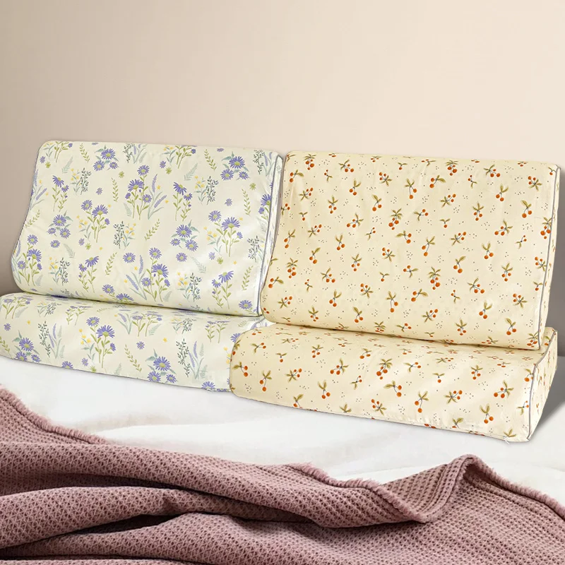 

Cotton Latex Pillowcase Bedroom Sleeping Memory Foam Pillows Case Neck Healthcare Cushions Protector Pillow Cover Home Decor