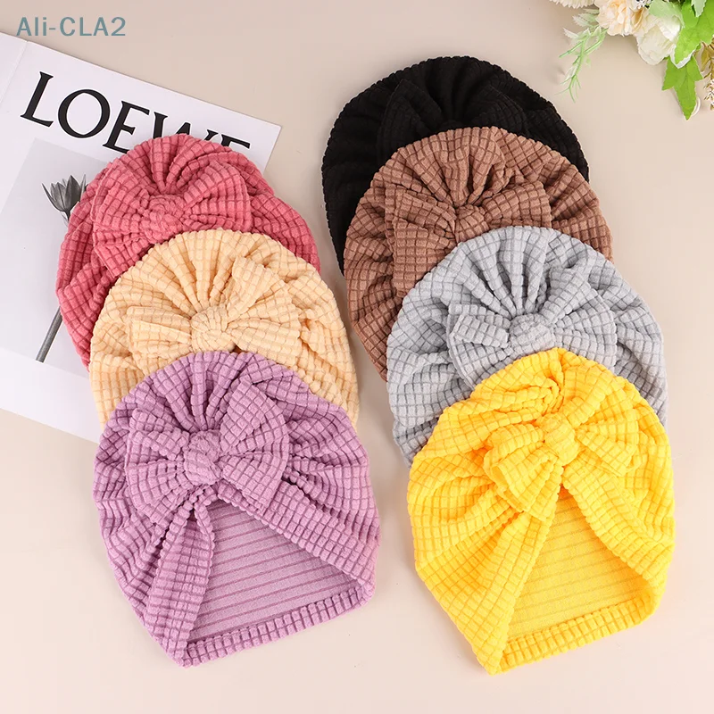 

Autumn And Winter New Baby Solid Color Bow Headband Hat Children's Soft And Comfortable Pullover Hat Baby Hat