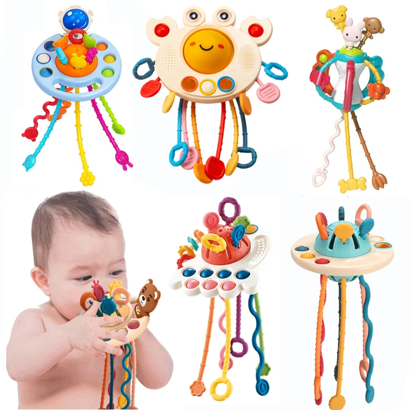 Pull Rope Toys Montessori Baby Silicone Pull String Sensory Toys UFO Grip Training Motor Skill Educational Toys For Kids
Pull Rope Toys Montessori Baby Silicone Pull String Sensory Toys UFO Grip Training Motor Skill Educational Toys For Kids
