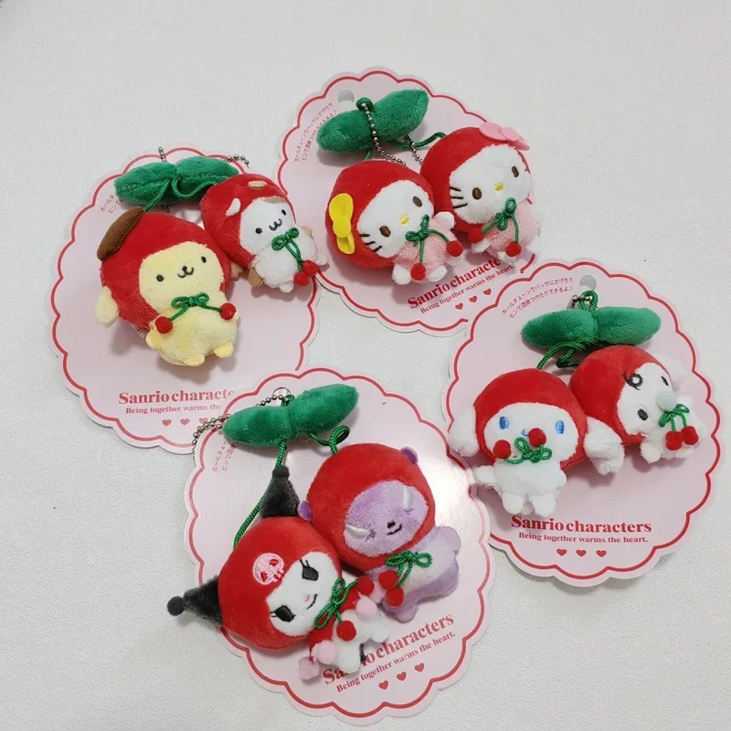 

Cherry Kawaii Plush Brooch Keychain Melody Cinnamoroll Kuromi Keyrings Q Styles Pompompurin Keychains Key Rings Bag Pendants