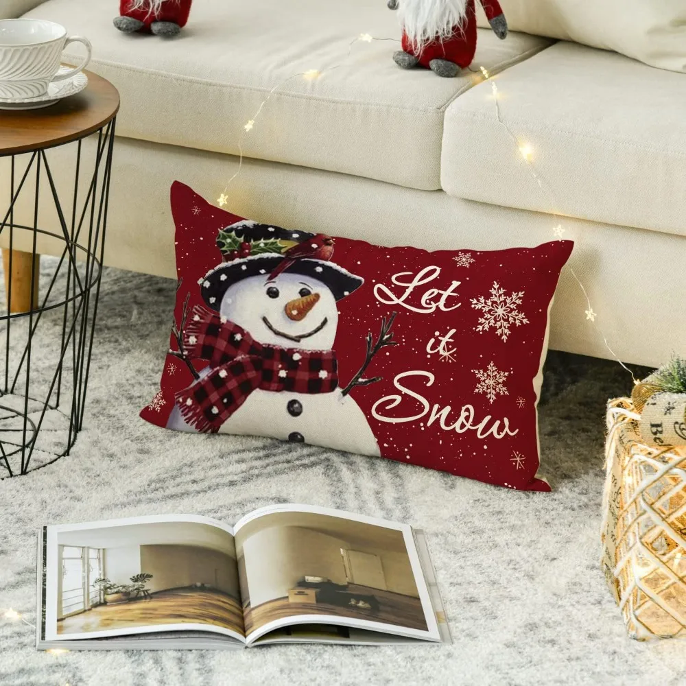 

1/2pcs Red Throw Pillow Covers 12*20 Inch Terylene Christmas Decorated Pillowcase Home Decor Pillow Case Living Room
