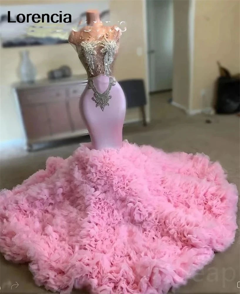 Lorencia Sparkly Pink Prom Dress For Black Girls 2024 Silver Beaded Rhinestone Ruffles Formal Party Gown Vestidos De Festa YPD57 
Lorencia Sparkly Pink Prom Dress For Black Girls 2024 Silver Beaded Rhinestone Ruffles Formal Party Gown Vestidos De Festa YPD57