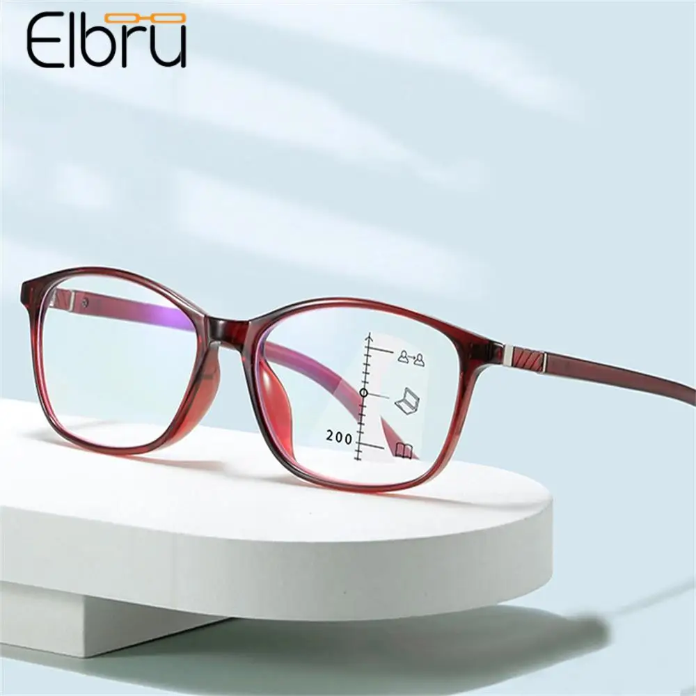 

Elbru 0 + 1 + 1,5 + 2 + 2,5 + 3 + 3,5 + 4 ультралегкие очки для чтения для женщин и мужчин TR90 анти-голубые искусственные дальнозоркие очки с прогрессивным мультифокусом