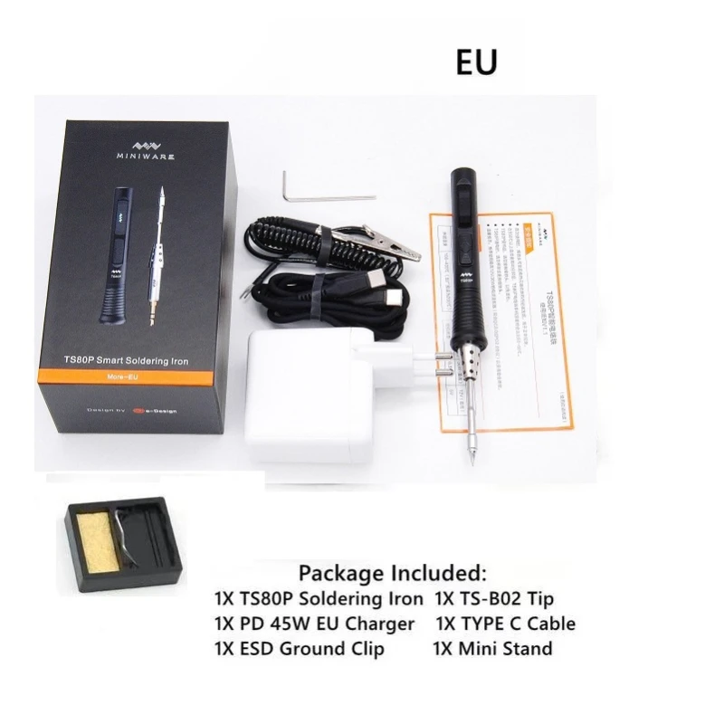 

Original TS80 TS80P Mini Electric Soldering Iron Station OLED USB Type C Programmable Digital Solder With STM32 Chip PD2.0 QC3.0