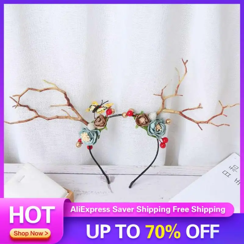 

Merry Christmas Headbands Snowflake Antler Elk Hair Band Red Decorations New Year Decor Women Classic Red Accessories Gifts