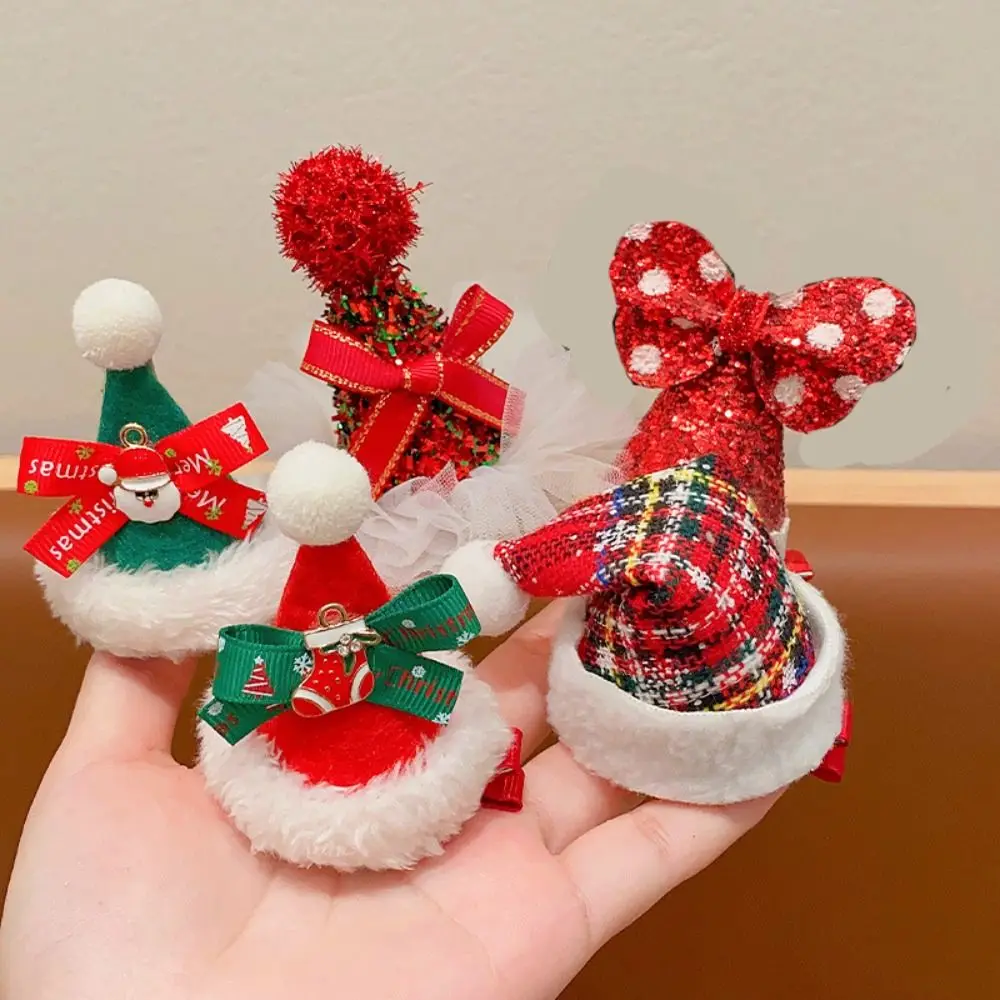 

Bowknot Christmas Hairpin Sequin Santa Claus Children Deer antler Hair Clip Plush Merry Christmas Decor Christmas Hat Headband