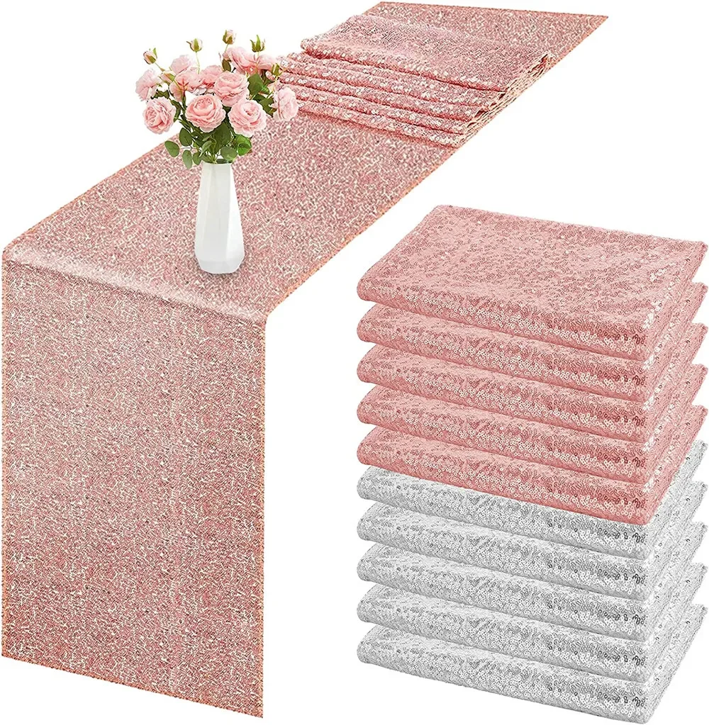 10PCS Glitter Sequin Table Runner Gold /Silver /Rose Table Cloth Sparkle Table Covers for Wedding Birthday Christmas Decoration
10PCS Glitter Sequin Table Runner Gold /Silver /Rose Table Cloth Sparkle Table Covers for Wedding Birthday Christmas Decoration