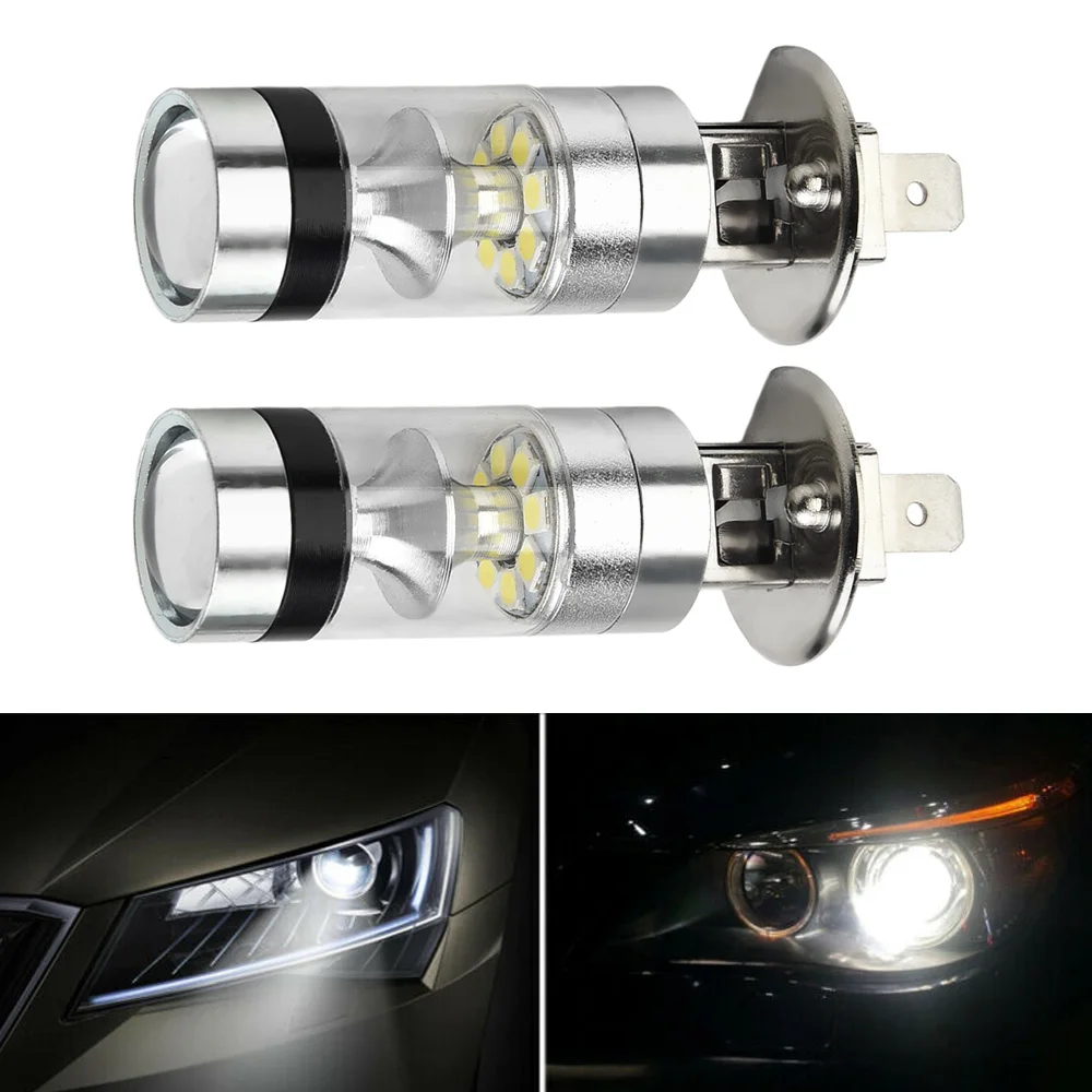 

1000LM LED Headlight White 20-SMD 2pcs 6000K Bulb DRL Driving Fog H1 Light Projector Replacement Wear-resistant