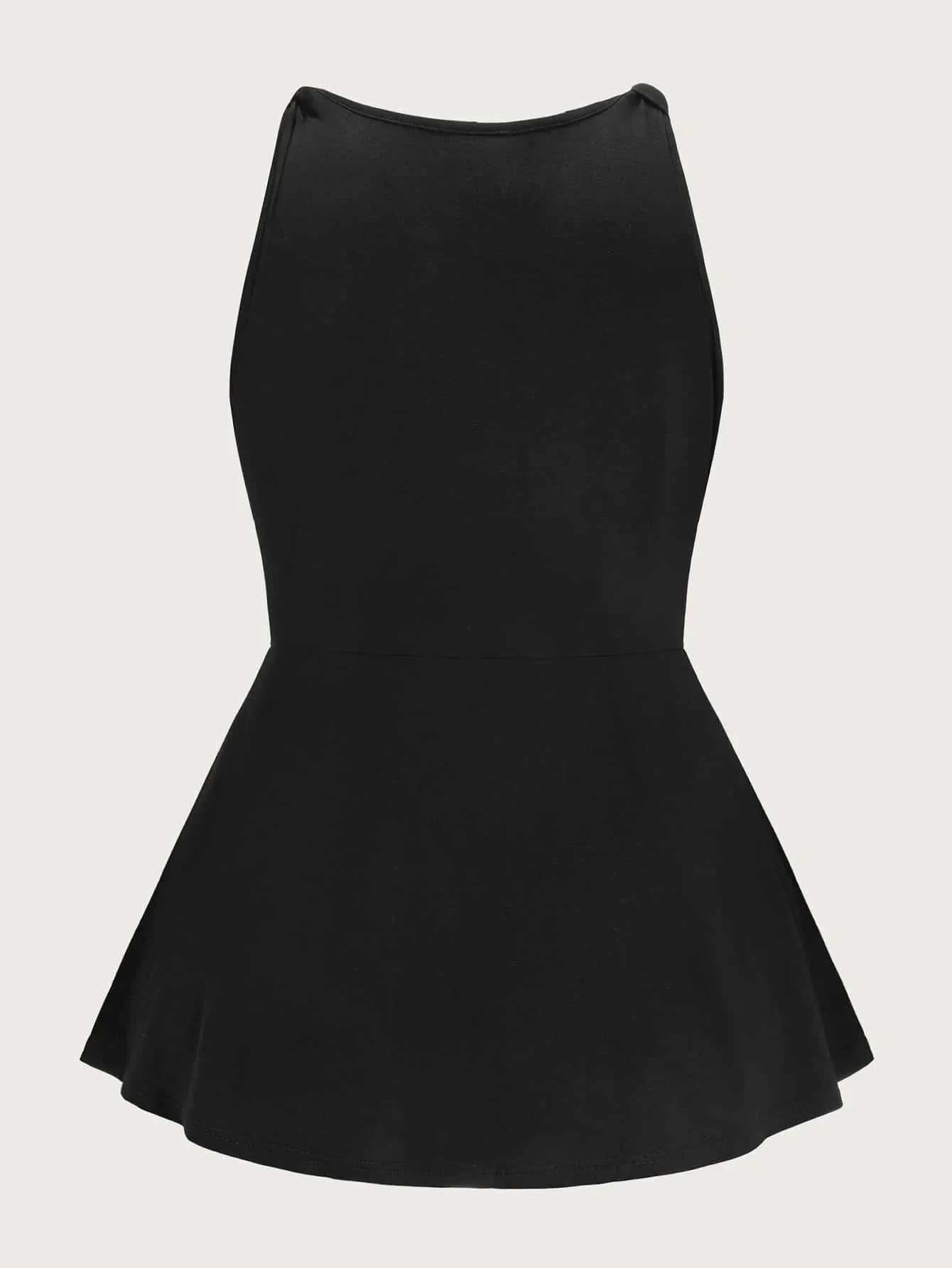 Plus Size Elegant Sleeveless Summer Peplum Blouse V-neck Bow Detail Solid Black Tunic Top Large Size Casual A-line T-shirt Tank Plus Size Elegant Sleeveless Summer Peplum Blouse V-neck Bow Detail Solid Black Tunic Top Large Size Casual A-line T-shirt Tank