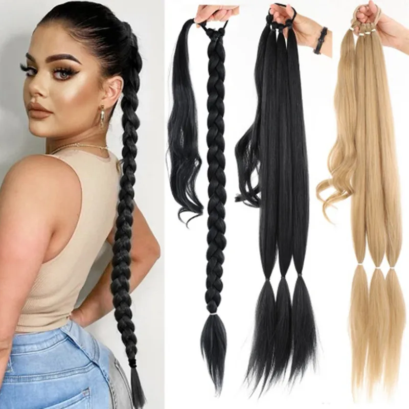 

Fashion 80CM Woman Wig Punkstyle Hip-pop Ponytail Twisted Braided Long Wig Girl Dirty Braid Wig Hair Accessories for women