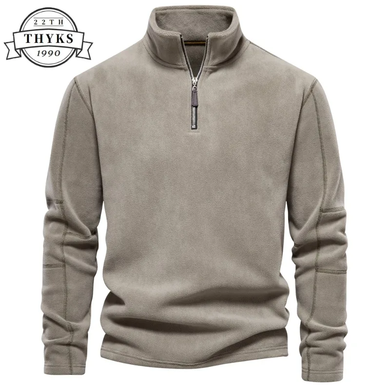 

Casual Pullover Sweatshirt Men's Solid Windbreaker Warm Fleece Tops Half Zip Up Sweatshirts Fashion Hip Hop Jacket Autumn Winter