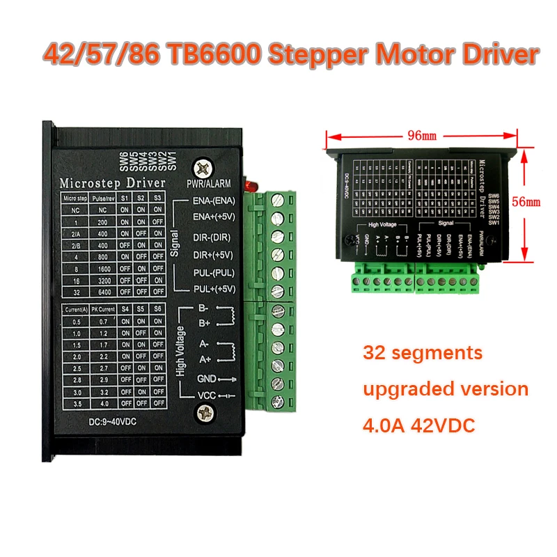 2-фазный 4-фазный Драйвер шагового двигателя TB6600 драйвер 42/57/86 32 сегмента