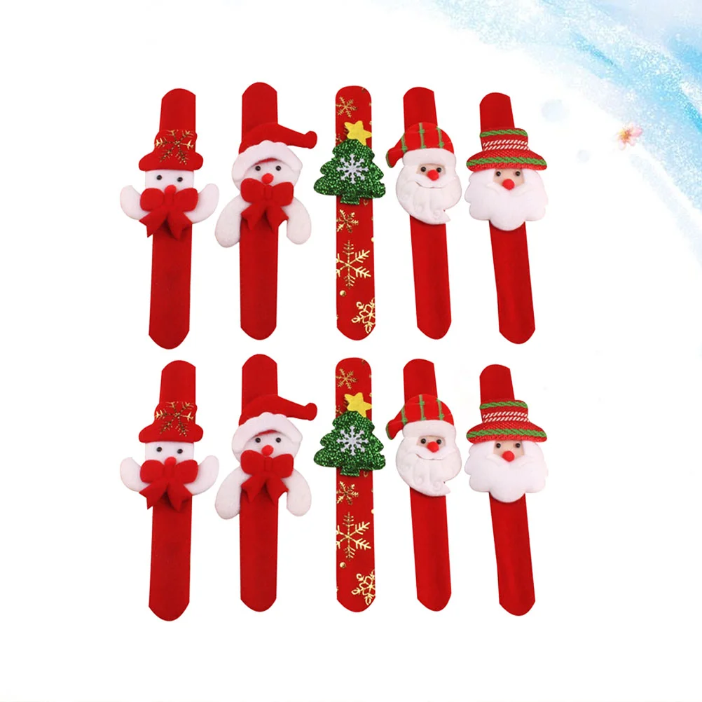 

Kids Christmas Snap Bracelet Santa Snowman Design Wristband Patting Hand Band Elk Slap Bracelet Party Favor (Random Style)