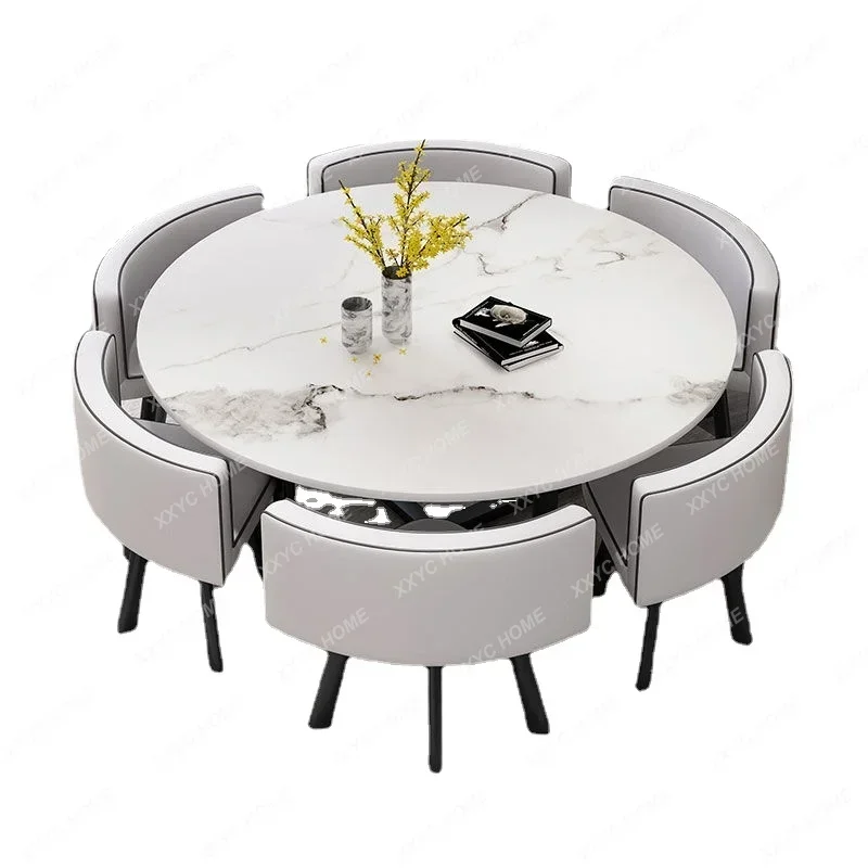 Commercial Store Negotiation Reception Home 6 People Round Simple Dining Table And Chair Combination Multifunction Furniture HY
Commercial Store Negotiation Reception Home 6 People Round Simple Dining Table And Chair Combination Multifunction Furniture HY