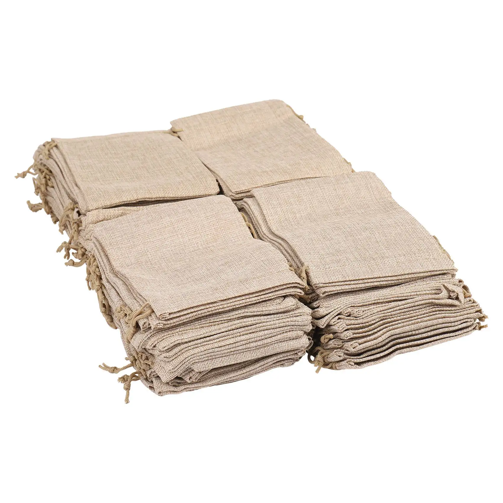 

100pcs Burlap Packing Pouches Drawstring Bags 13x18cm Gift Bag Jute Packing Storage Linen Jewelry Pouches Sacks for Wedding P