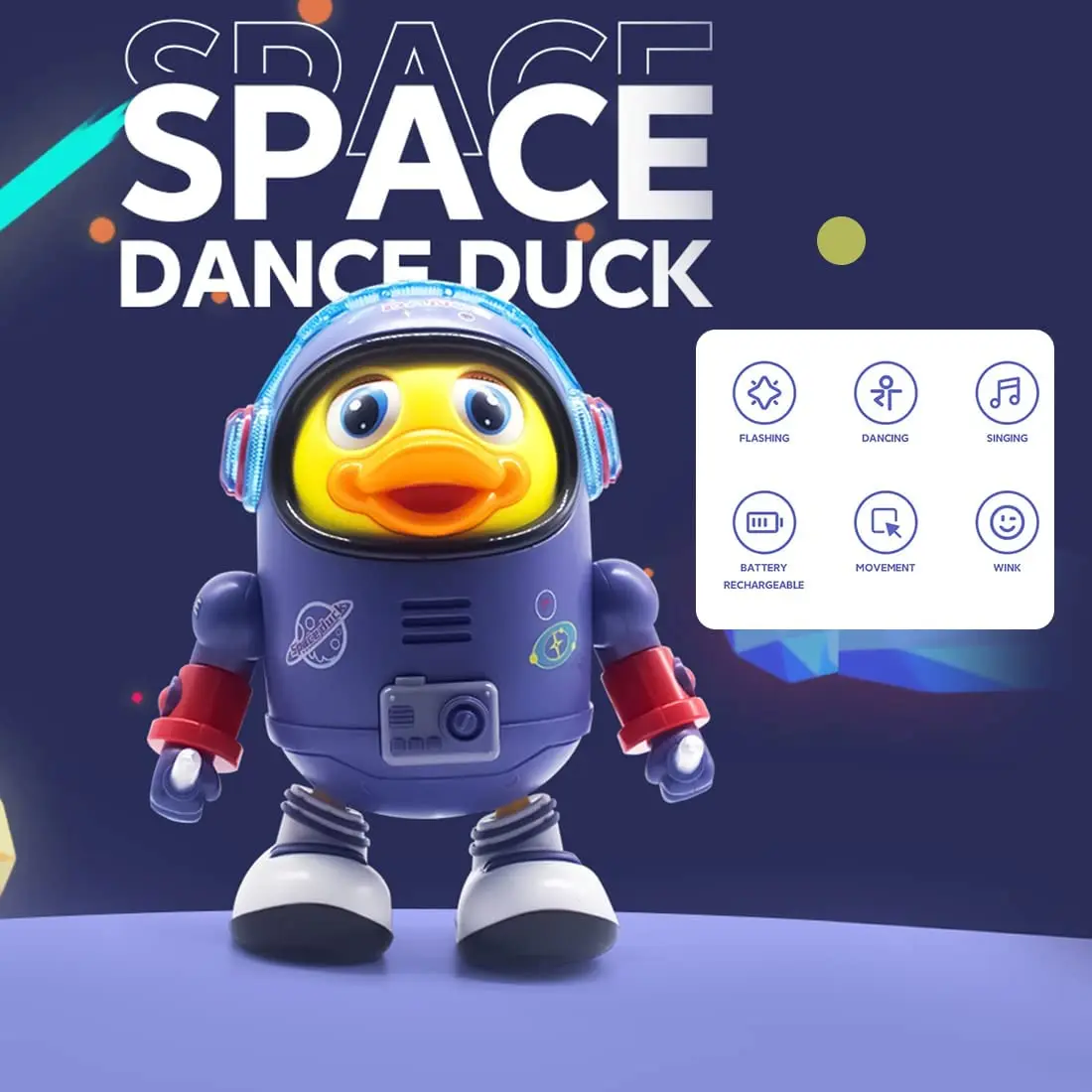 Space Duck Dancing Toy for Kids Electronic Pets Flashing Light Musical Walking Electronic Dancing Space Duck Xmas Birthday Gift
Space Duck Dancing Toy for Kids Electronic Pets Flashing Light Musical Walking Electronic Dancing Space Duck Xmas Birthday Gift