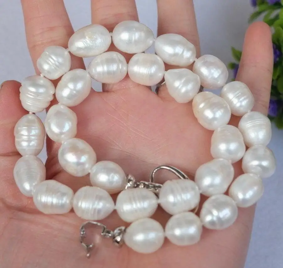 

Jewelry 12-14MM AAA NATURAL Akoya WHITE SOUTH SEA BAROQUE PEARL NECKLACE 18"INCH