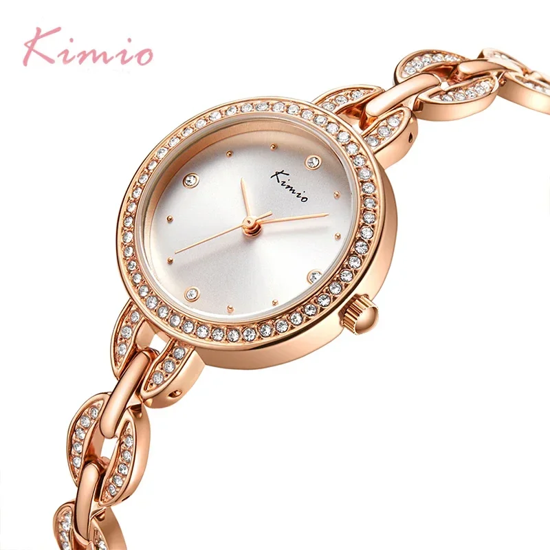 

KIMIO Brand Small Dial Women Bracelet Watch 2021 Luxury Diamond Quartz Watches Ladies Crystal Dress Wristwatch Clock reloj