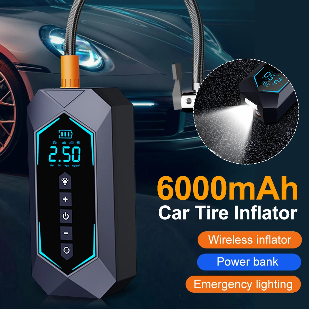 Portable Car Tire Inflator Cordless LED Light Digital Tire Calibrator Inflator for Car Bicycle Motorcycle Ball
Portable Car Tire Inflator Cordless LED Light Digital Tire Calibrator Inflator for Car Bicycle Motorcycle Ball