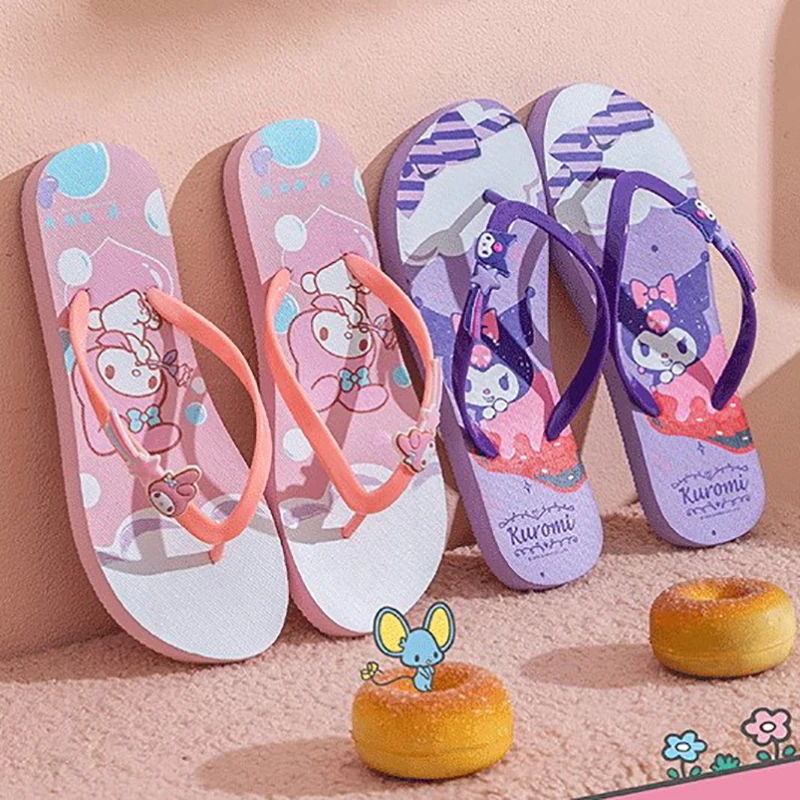 Женские нескользящие шлепанцы Sanrios, милые Мультяшные сандалии, пляжные Повседневные тапочки, летние сандалии для дома и ванной 
Женские нескользящие шлепанцы Sanrios, милые Мультяшные сандалии, пляжные Повседневные тапочки, летние сандалии для дома и ванной