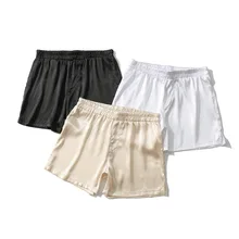 

Heavywood Mens Sexy Sleep Shorts Straight White Silky Home Shorts Lounge Man Satin Boxershorts Lightweight Smooth Pajamas Shorts