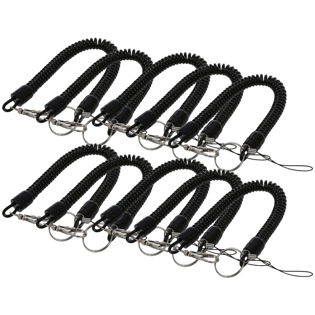 

10 Pcs Spring Rope Key Chain Multipurpose Coil Keycahin Retractable Wrist Holder Buckle Anti-lost Rubber Fitness Phone Belt