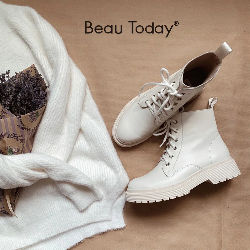 Ankle Boots Women Genuine Cow Leather Lace-Up Round Toe Lady Booties Autumn Winter Platform Sole Shoes Handmade 03429
Ankle Boots Women Genuine Cow Leather Lace-Up Round Toe Lady Booties Autumn Winter Platform Sole Shoes Handmade 03429