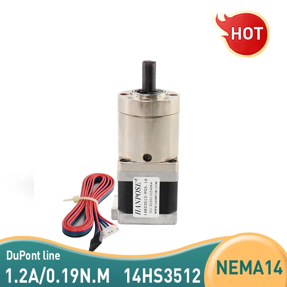 14HS3512-PG Nema14 Stepper Motor 1.2A 0.19N.M 5pcs motor Extruder Gear Stepper Motor Planetary Gearbox Ratio 5.18:1 for 3D CNC
14HS3512-PG Nema14 Stepper Motor 1.2A 0.19N.M 5pcs motor Extruder Gear Stepper Motor Planetary Gearbox Ratio 5.18:1 for 3D CNC