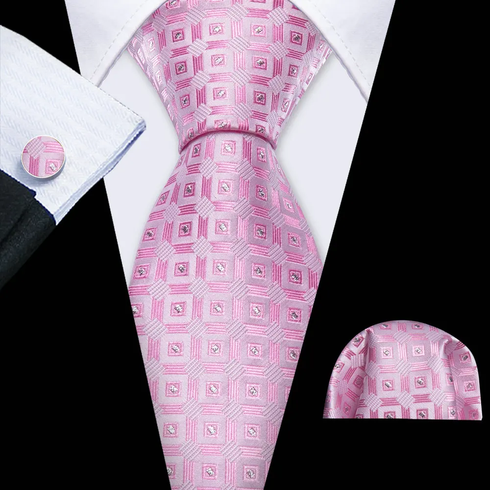 Weeding Pink Plaid Men Silk Tie With Pocket Square Cufflink Set Elegant Necktie For Male Groom Designer Gifts Party Barry.Wang
Weeding Pink Plaid Men Silk Tie With Pocket Square Cufflink Set Elegant Necktie For Male Groom Designer Gifts Party Barry.Wang